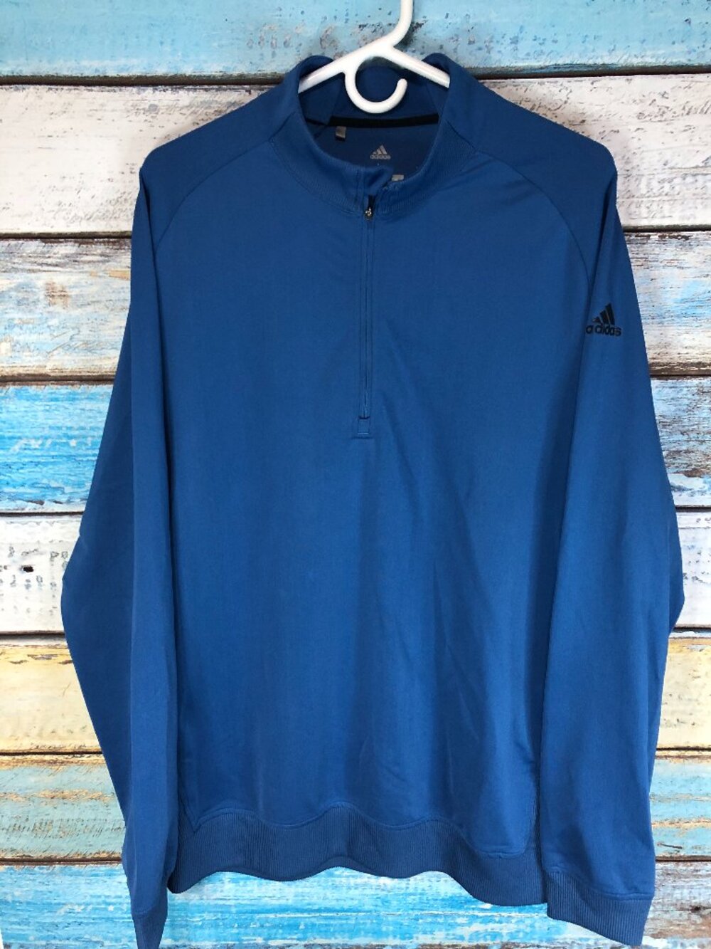 Adidas Golf Pullover Mens Large Blue Quarter Zip Lightweight Stretch Layer